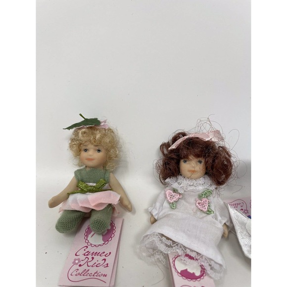 6 Vintage Cameo Kids Collection Mini Jointed Poseable Porcelain Dolls 4” Inches - Picture 4 of 8